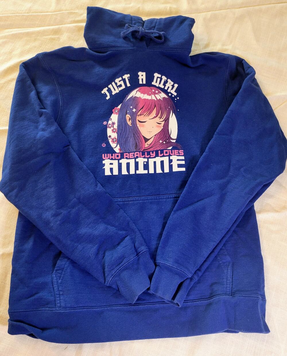Anime Hoodie “Just a Girl Who Loves Anime” Blue Port & Company Medium